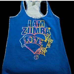 💥REDUCED TONIGHT 💥Zumba Fitness Blue Tank with Multicolor Graphic